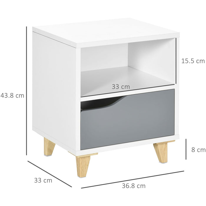 Modern Bedside Table, Shelf/Drawer, 36.8x33x43.8cm