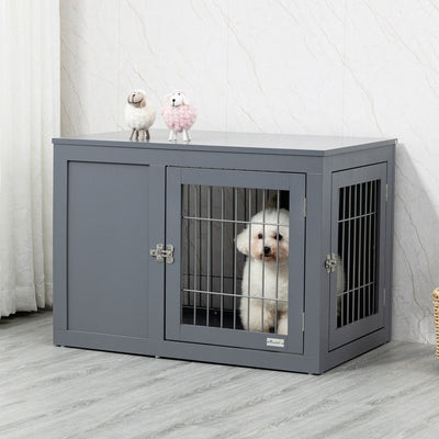 Furniture Dog Crate & End Table, Double Door, Small/Medium Dogs Pawhut