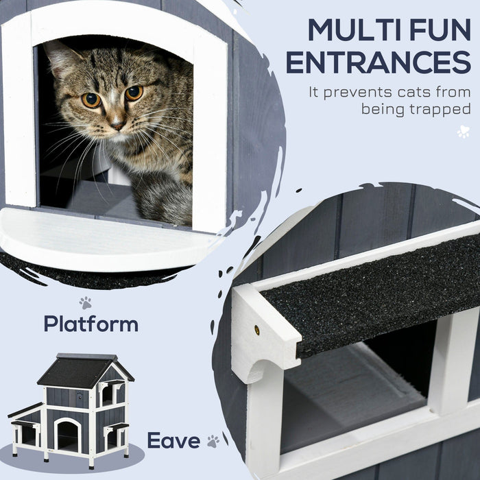 PawHut Outdoor Cat House, Grey