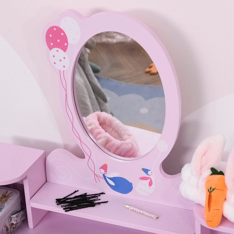 Kids Dressing Table With Mirror, Wooden, Fairy Theme