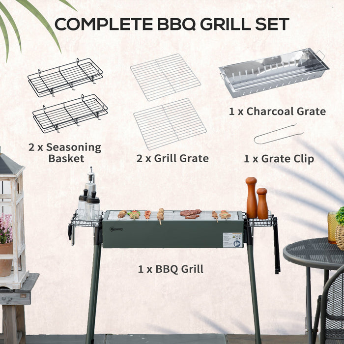 Portable Charcoal BBQ Grill, Stainless Steel