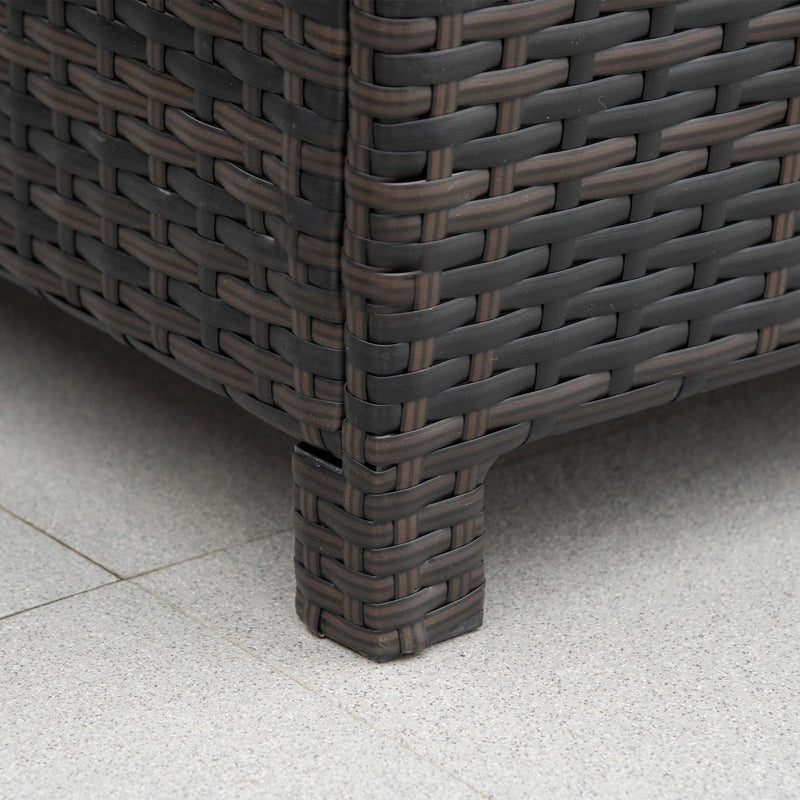 Stylish Rattan Side Table with Tempered Glass Top