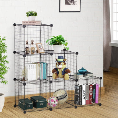 DIY 6 Cube Metal Rack, Black Homcom