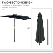 Half Parasol for Patio, Balcony - Black Outsunny