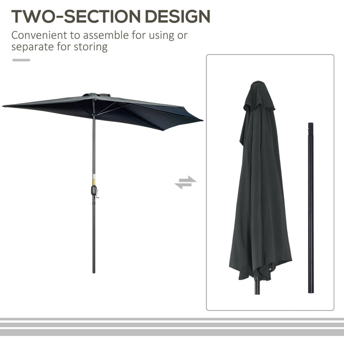 Half Parasol for Patio, Balcony - Black