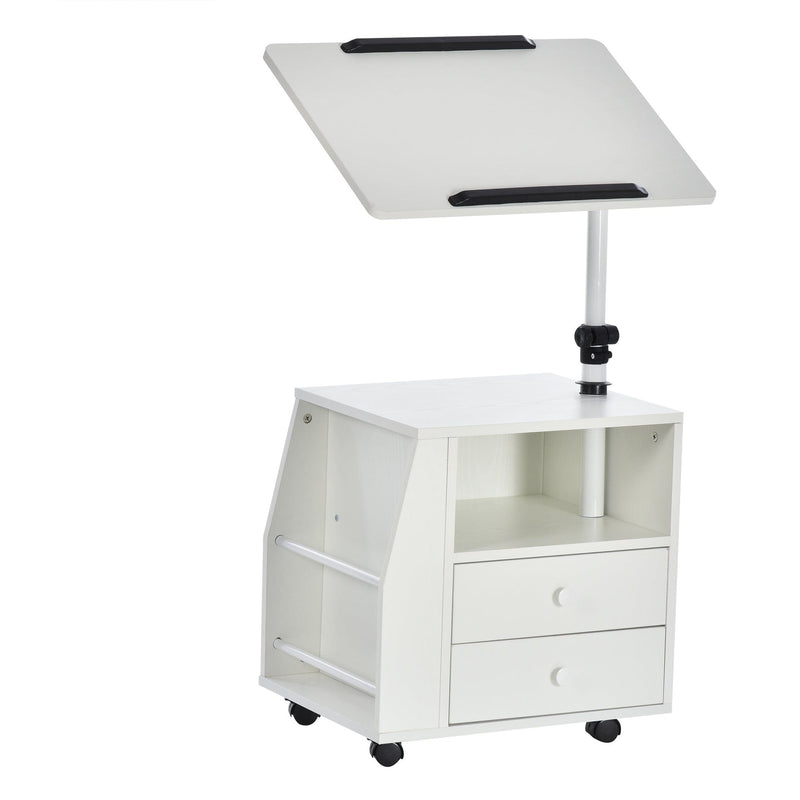 White Swivel Bedside Table, Living Room End Table