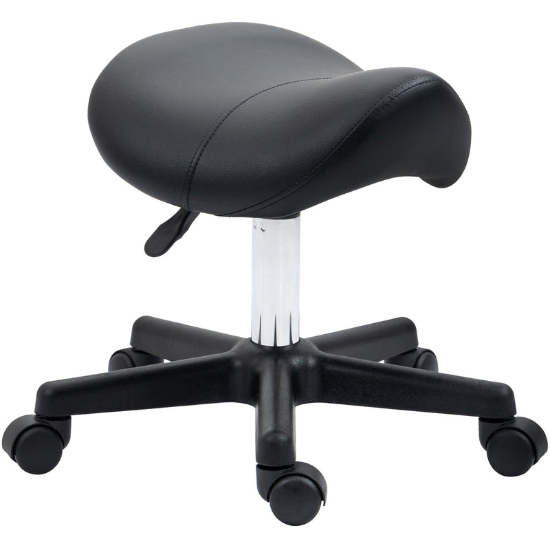 Black PU Leather Rolling Salon Saddle Stool