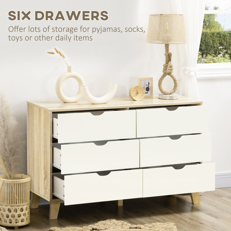 Scandi 6 Drawer Wide Chest of Drawers