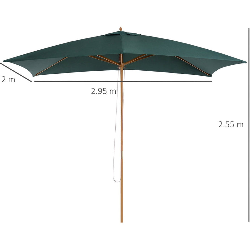 3x2m Large Wooden Patio Parasol