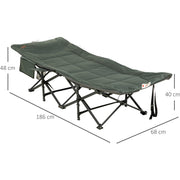 Outsunny Foldable Sun Lounger, Padded Patio Camping Bed with Maximum 170° Lying Down Angle & Carry Bag, Magazine Bag, Cup Holder for Outdoor, Grey Outsunny