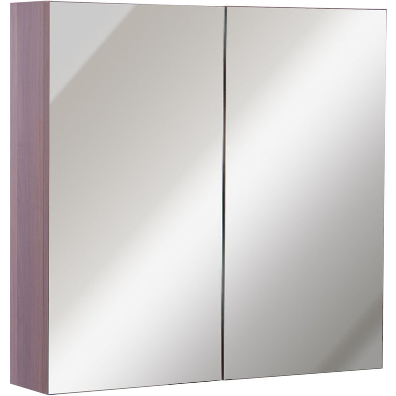 Bathroom Cabinet With Mirror, 63W x 13.5D x 60H cm, Walnut