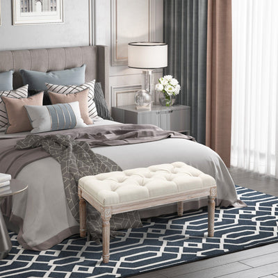 Beige Upholstered Accent Bench Homcom