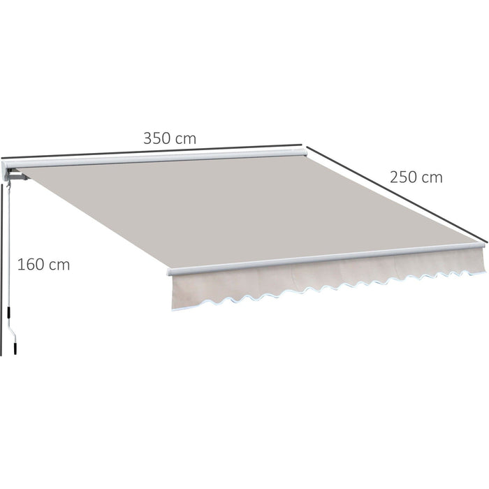 Manual Awning For Patio 3.5 x 2.5M Retractable Cream White