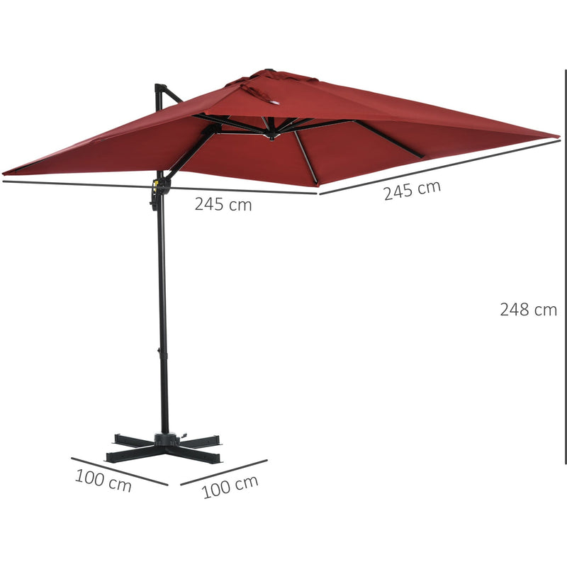 2.5m Roma Cantilever Parasol - Red
