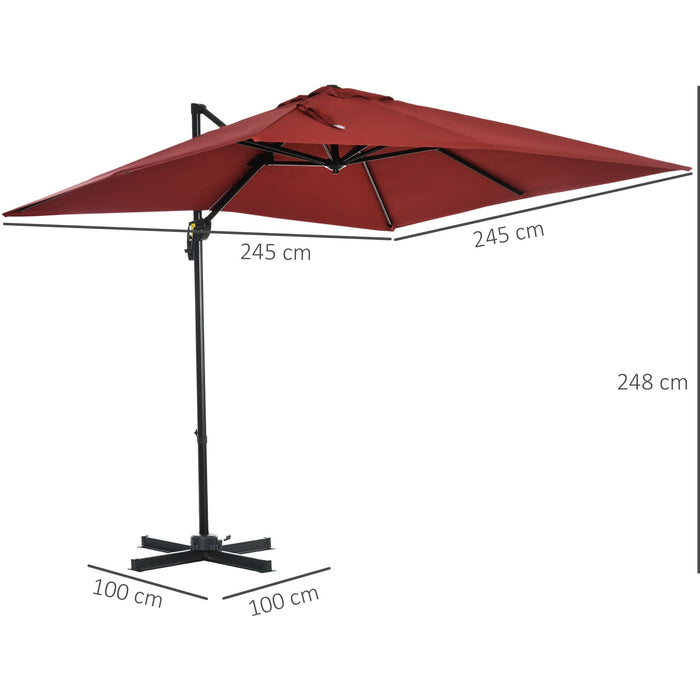 2.5m Roma Cantilever Parasol - Red