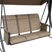 3 Person Garden Swing Chair With Side Pockets, Canopy Outsunny