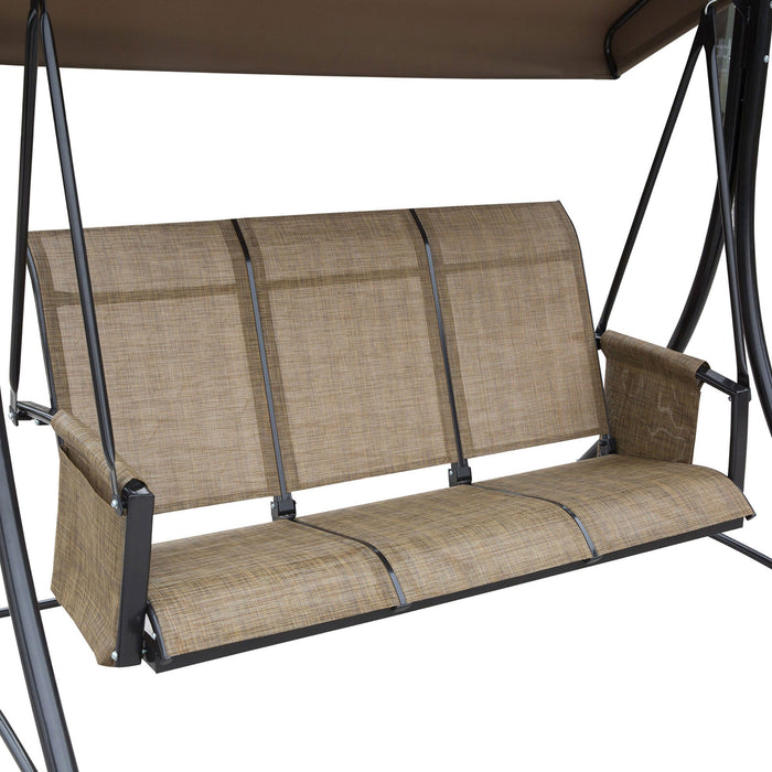 3 Person Garden Swing Chair With Side Pockets, Canopy