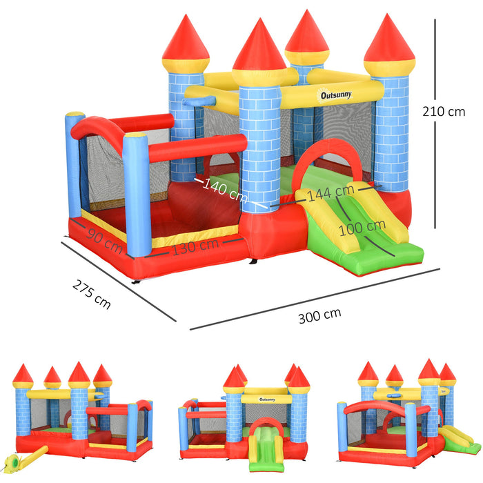 4-in-1 Kids Castle Bouncy With Pool and Slide, Age 3-10 Yrs