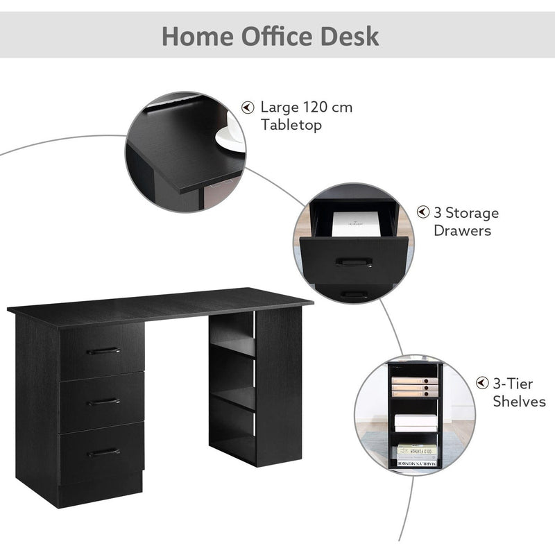 120cm Home Office Computer Desk with Storage Shelves