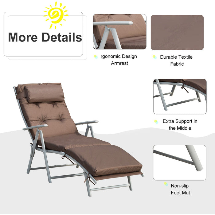 Patio Texteline Sun Lounger, Foldable, Pillow, Cushion