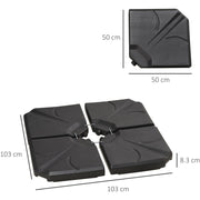 Set of 4 Cantilever Parasol Base Weights — Water or Sand Fill, HDPE, Black Outsunny