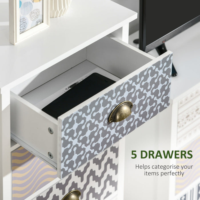5 Drawer Tallboy Dresser, Metal Handles, Living/Bedroom