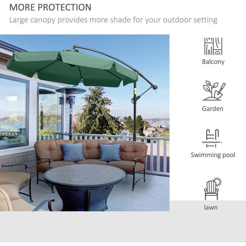 2.7m Cantilever Parasol With Cross Base - Crank Handle