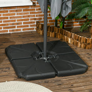 Set of 4 Cantilever Parasol Base Weights — Water or Sand Fill, HDPE, Black Outsunny