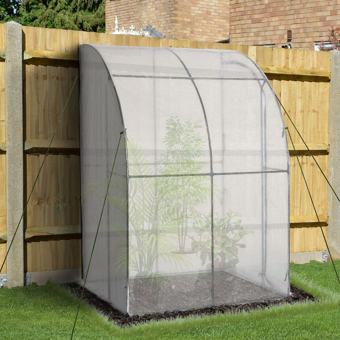 Plastic Lean To Greenhouse - 143x118x212 cm - White