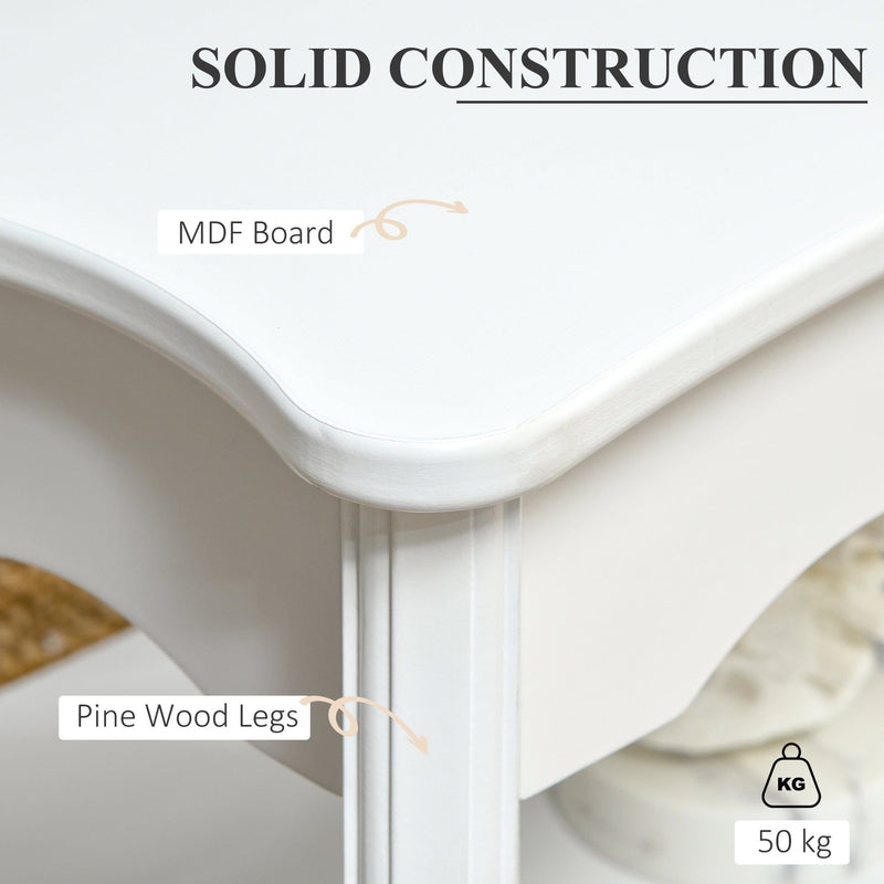 Modern White Coffee Table with Shelf