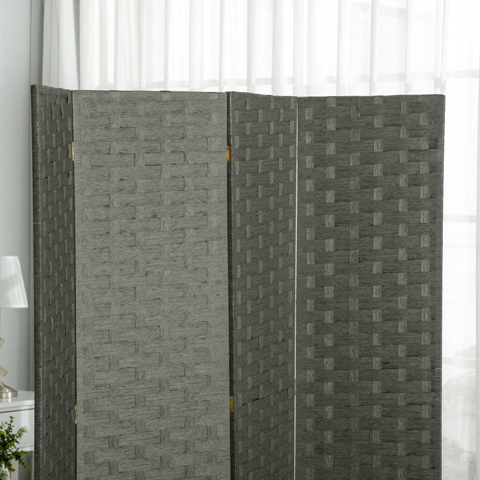 Grey Wave 4-Panel Room Divider, 170cm