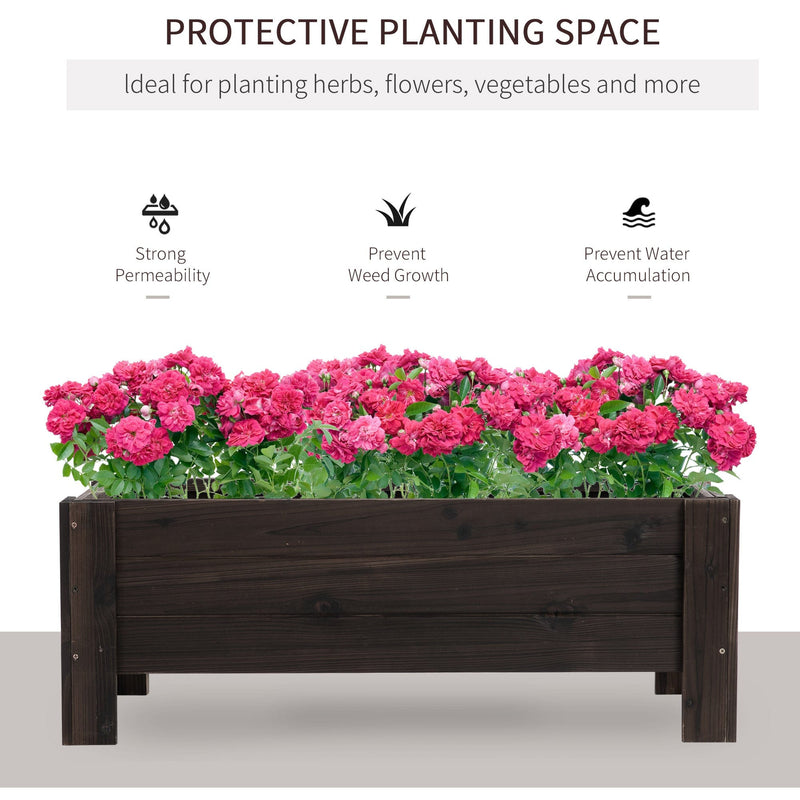 Raised Bed Wooden Garden Planter, 100x36.5cm