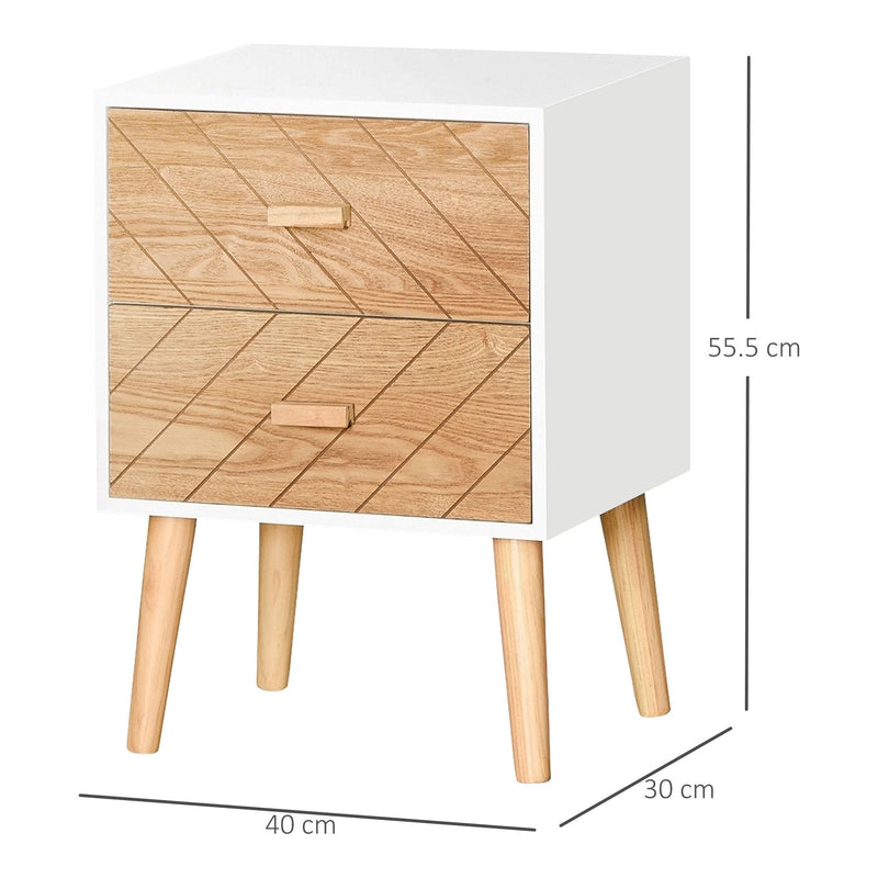 Nordic Bedside Tables Set of 2 Homcom