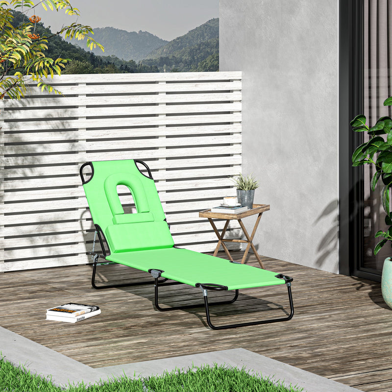 Folding Sun Lounger With Face Hole Outsunny