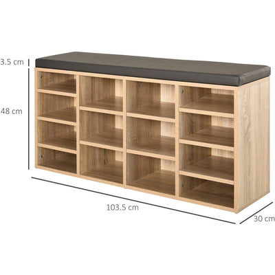 Hallway Bench With Shoe Storage and Cushion Homcom