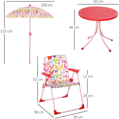 Kids Colour Stripes Picnic Set with Parasol Outsunny