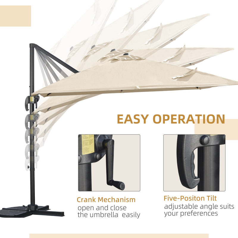 2.7x2.7m Cantilever Parasol - Cream/White