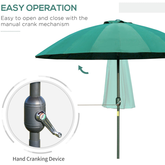 Round Patio Parasol, 2.5m, Tilt Crank, 18 Ribs