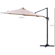 Image of a brown cantilever parasol with solar lights