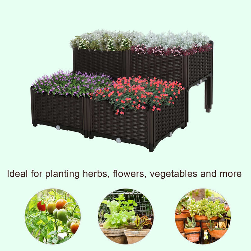 4 Rattan Planters Outdoor