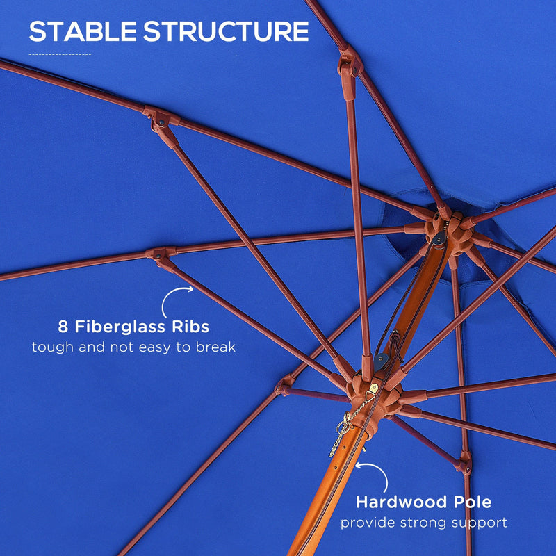 2.5m Wooden Garden Parasol - Top Vent