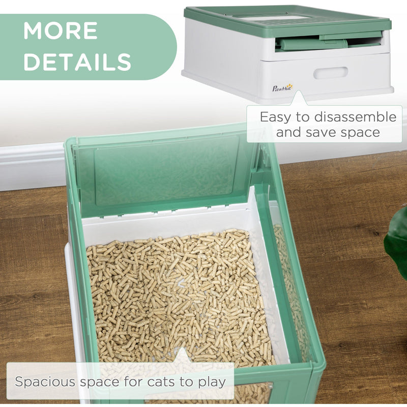 Green Hooded Cat Litter Box (47.5x35.5x36.7cm)