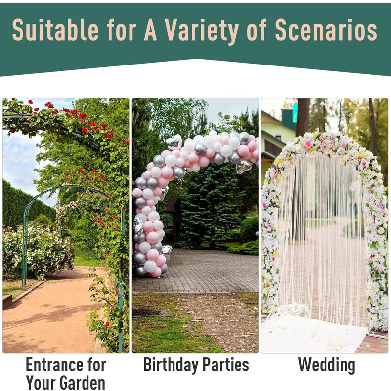Metal Garden Arch with Gate, Climbing Plant Support, Black Outsunny