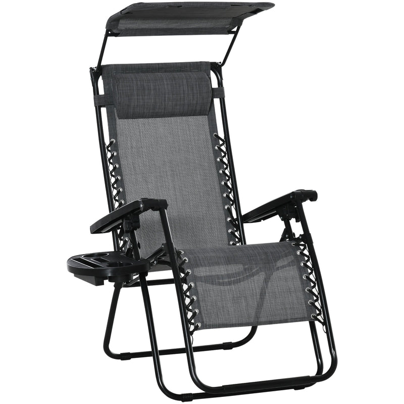 Zero Gravity Chair with Canopy - Grey