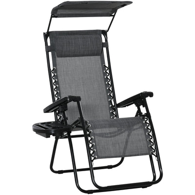 Zero Gravity Chair with Canopy - Grey Outsunny
