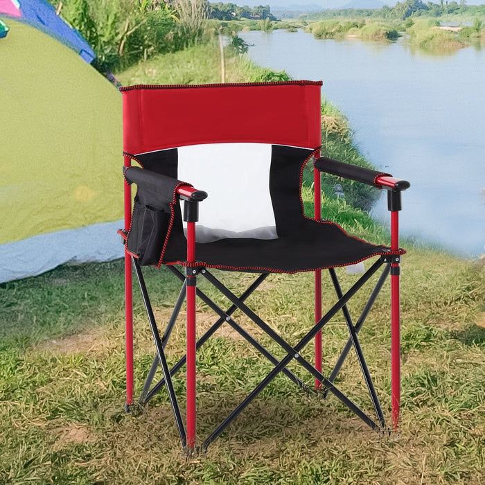 Red Folding Camping Chair with Pockets