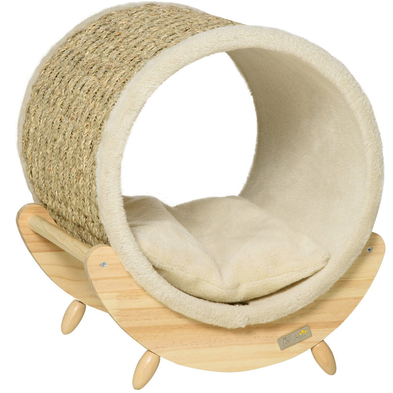 Indoor Cat House, Sisal Wrapped, Soft Cushion, Khaki
