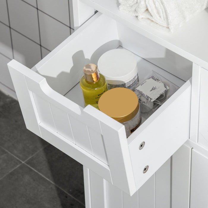 White Bathroom Floor Cabinet With 2 Drawers