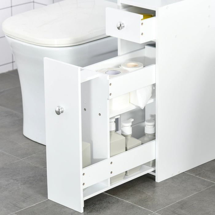 Slim Bathroom Storage Cabinet, 17W x 48D x 58Hcm, White