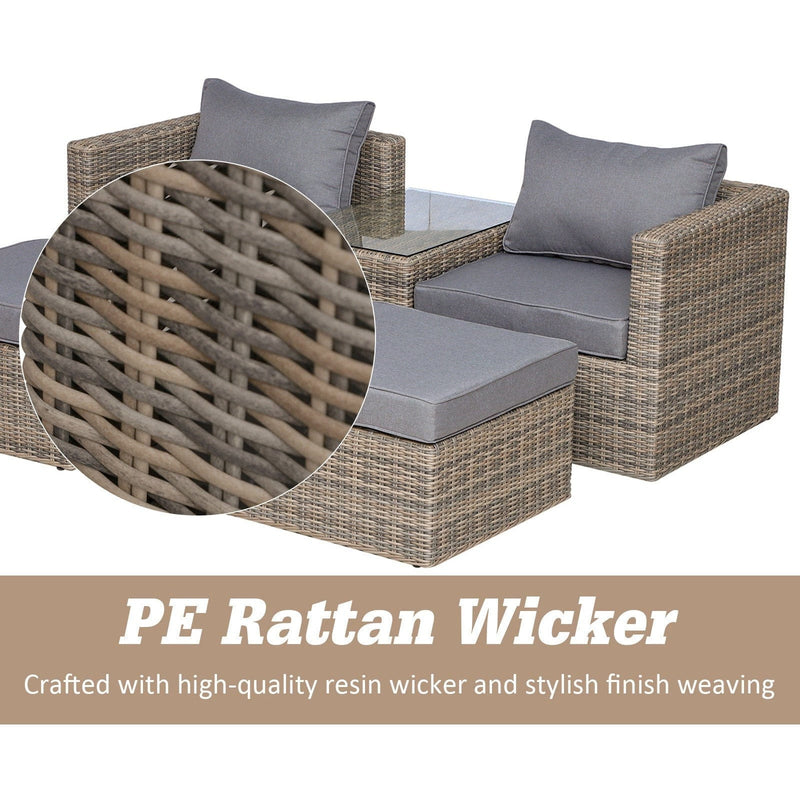 2 Seater Rattan Garden Furniture Set, Grey